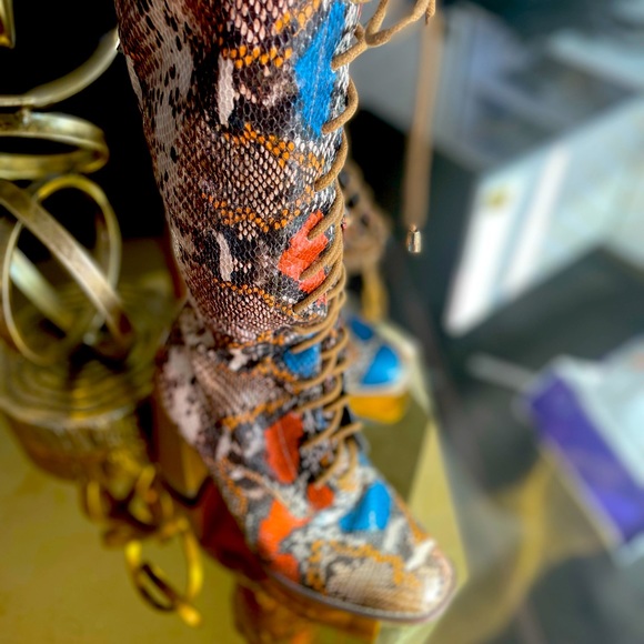 Snakeskin multi color riding boot size 8 - Picture 2 of 7